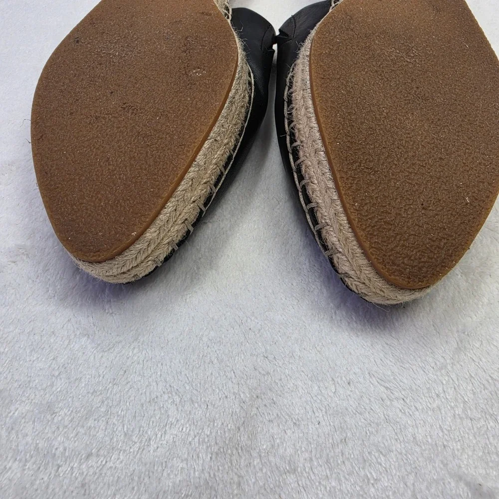 Halogen Black Leather Mule Espadrille Flats Womens Slip On Casual Shoe